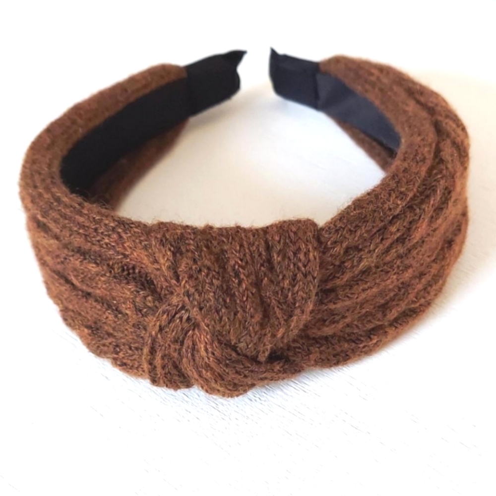 Sweater Top Knot Headband - Brown